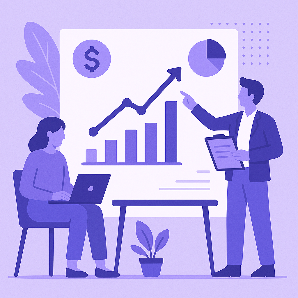 Illustration showcasing a growth graph in a professional finance environment